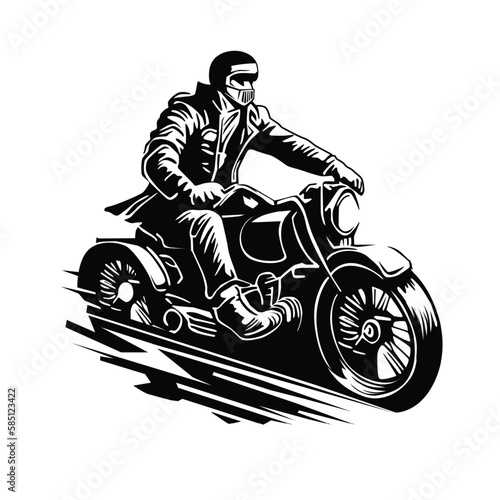 man driving cooper motorcycle vector illustration design