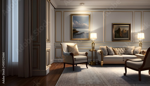 Wallpaper Mural modern living room Contemporary interior design of furnished room Generative AI Torontodigital.ca