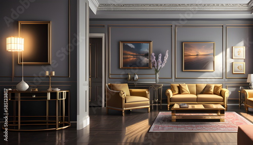 Wallpaper Mural modern living room Contemporary interior design of furnished room Generative AI Torontodigital.ca