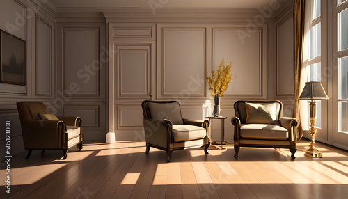Wallpaper Mural modern living room Contemporary interior design of furnished room Generative AI Torontodigital.ca