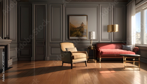 Wallpaper Mural Modern interior design of scandinavian apartment, living room with sofa over the wall. Home interior Generative AI Torontodigital.ca