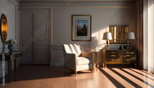 Wallpaper Mural Living room interior of furnished apartment cozy couch sofa wooden flooring Generative AI Torontodigital.ca