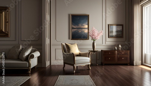 Wallpaper Mural modern living room Contemporary interior design of furnished room Generative AI Torontodigital.ca