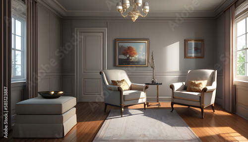 Wallpaper Mural modern living room Contemporary interior design of furnished room Generative AI Torontodigital.ca