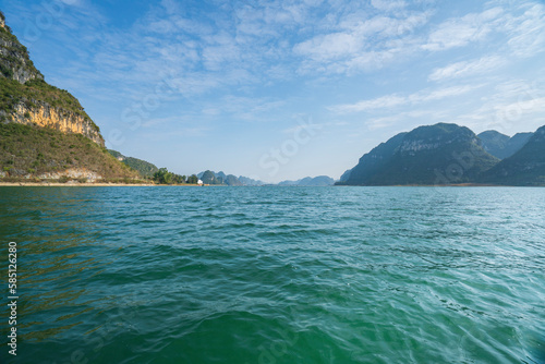 Scenery of Quyang Lake.Jingxi, Baise, Guangxi, China