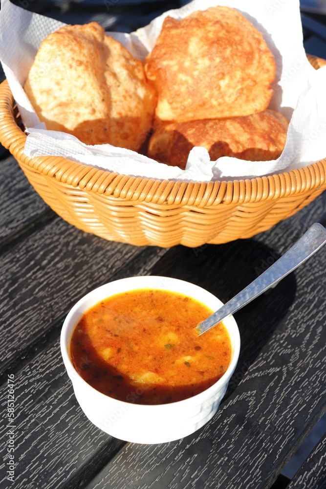 Indian Cuisine Puri Bhaji It Is A Traditional Breakfast Dish In indian-cuisine-puri-bhaji-it-is-a-traditional-breakfast-dish-in
