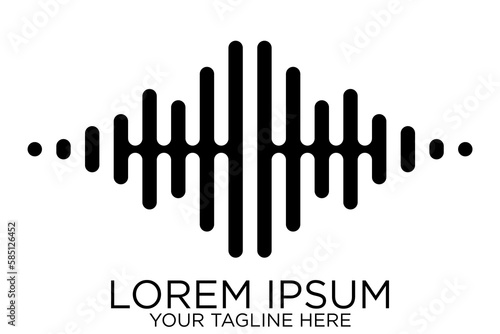 abstract audio or sound wave logo icon in black color