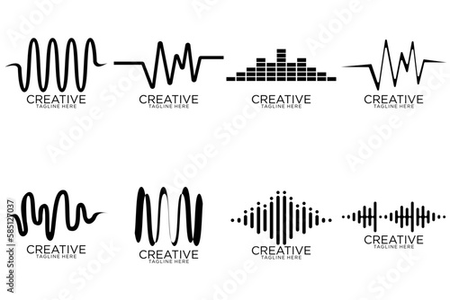 Sound waves set. Modern sound equalizer. Radio wave icons. Volume level symbols. Music frequency