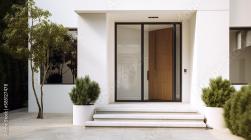 White Entrance Door of Modern House, Architecture Design - Generative ai	