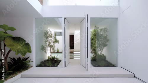 White Entrance Door of Modern House, Architecture Design - Generative ai	