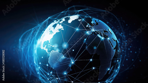 Internet ICT data blue background, web business company