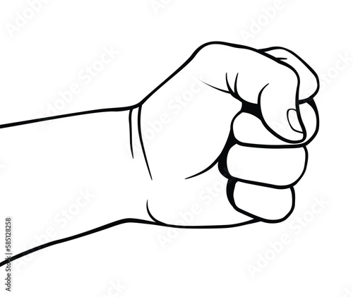 punching fist side view line drawing
