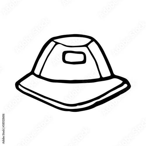 Panama hat in doodle style isolated on white