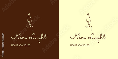 Logo for a Сandle. One Line Art Design