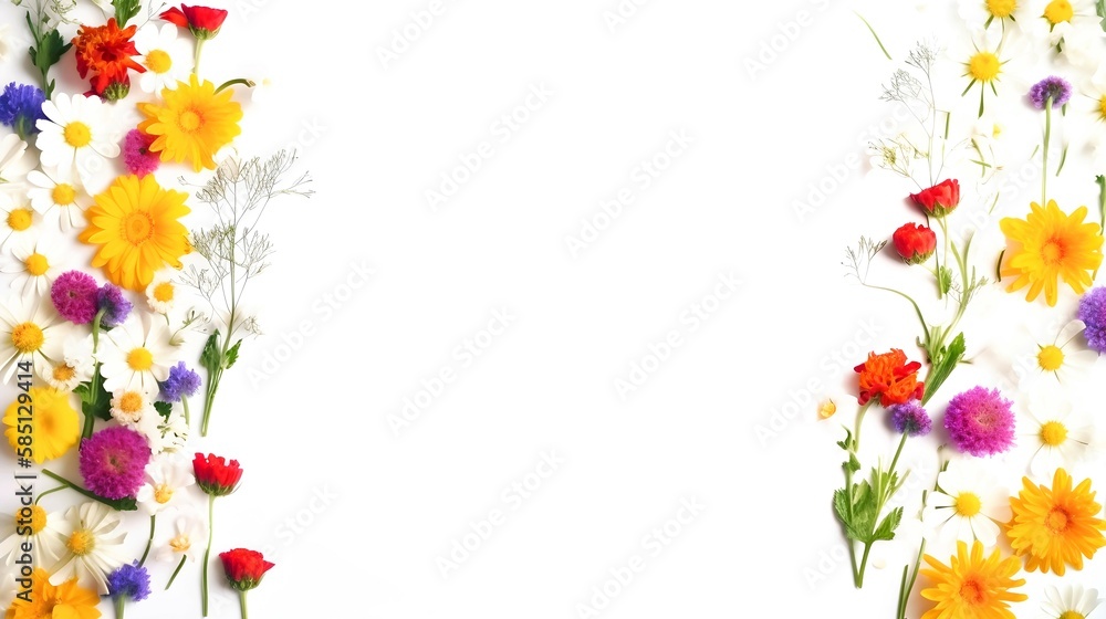 frame of flowers background with copy space 