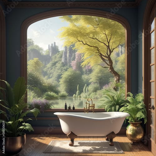 Decorative gothic bathtub. ...