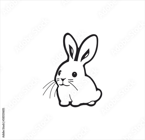 A sweet rabbit vector line art work.