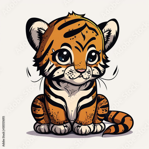 Chibi Tiger cartoon. Generative ai.