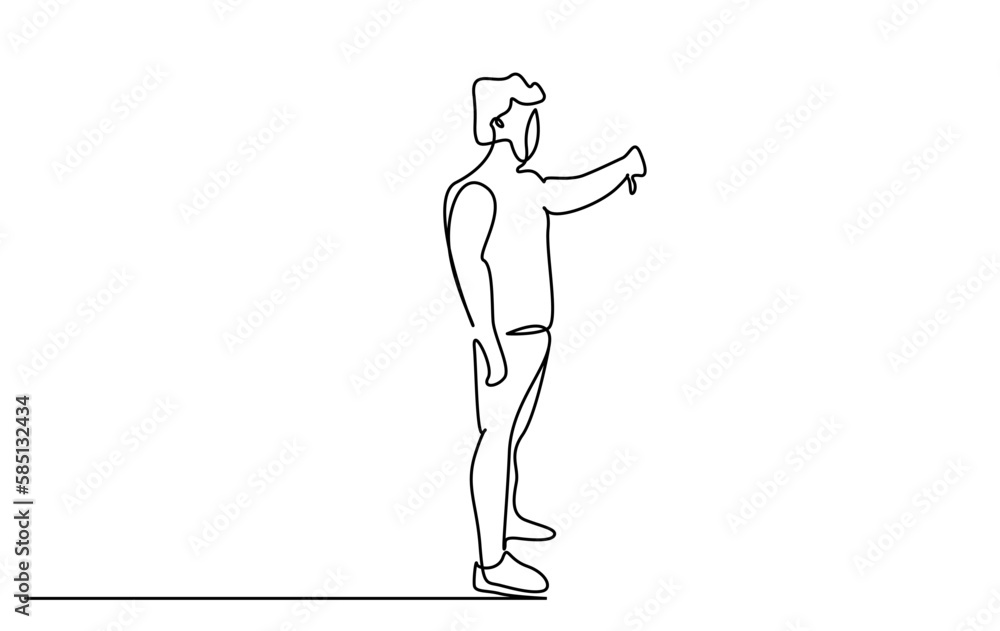 man standing making no dislike sign line art full lenght man standing making no dislike sign line art full lenght