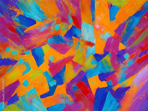 Beautiful colorful abstract art painting and artwork in various colors, made with tempera or acrylic colors, oil paintings, watercolors on canvas - AI generated, generative AI 