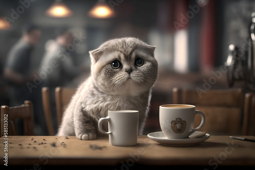 カフェ 猫 | Cafe cat Generative AI photo