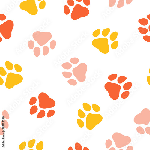 Seamless pattern with colorful big paws © FRESH TAKE DESIGN
