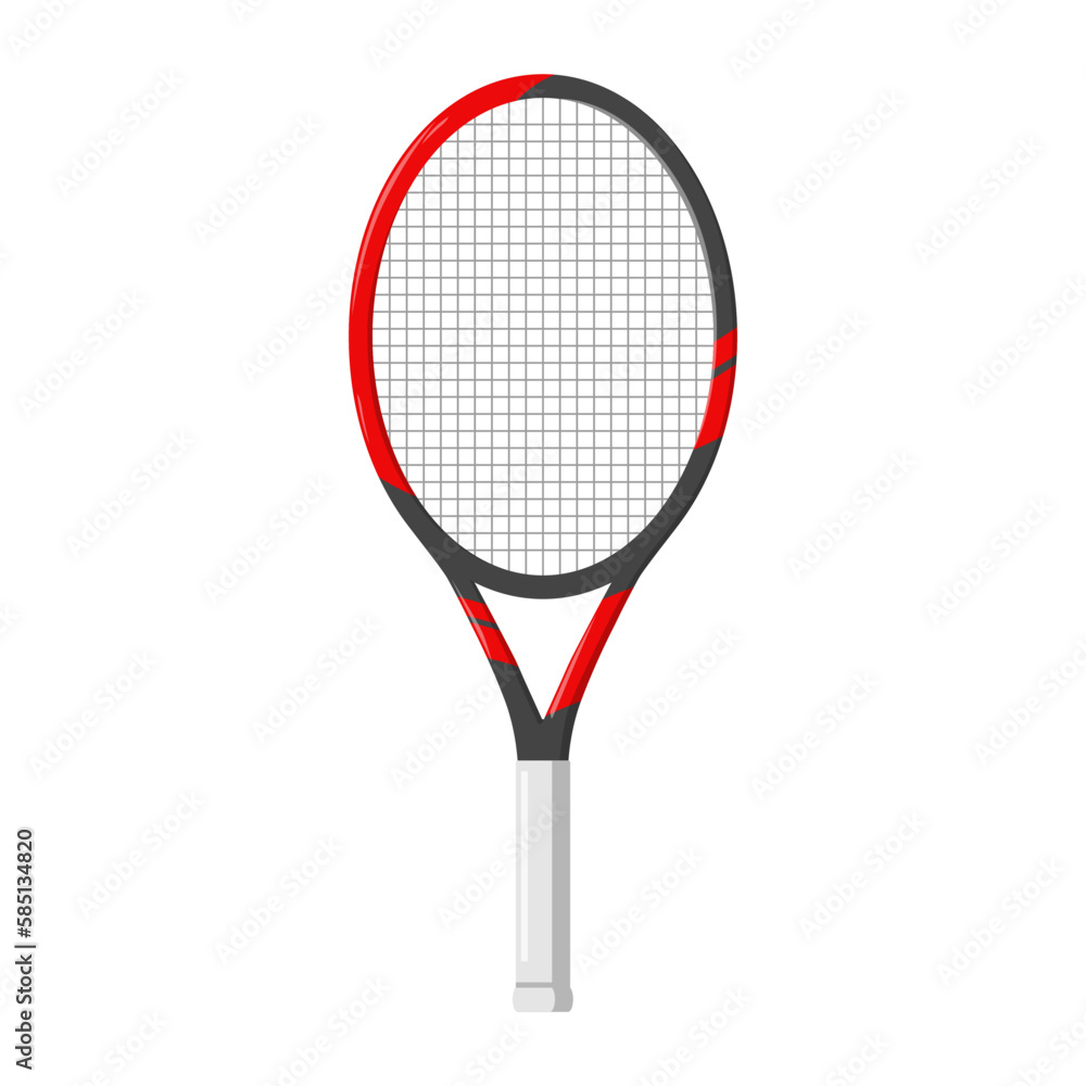 Tennis racket, vector illustration, isolated on white background