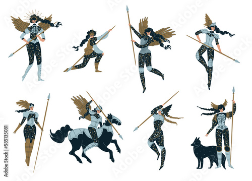 Valkyries Vikings women warriors with a spear