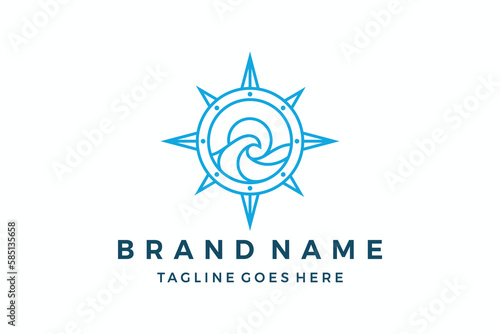 Beach Compass Logo Design vector template