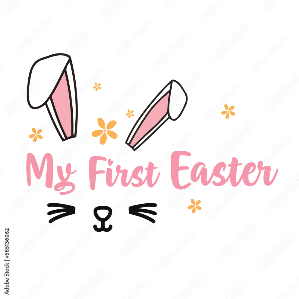 Naklejka premium My First Easter Retro Easter T Shirt design. Boy and girl frame vector design. First Easter for baby 