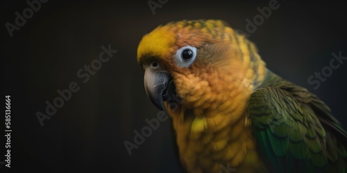 Close up of tropical bird,. Generative AI