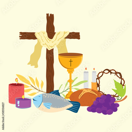 Illustration composition of holy elements for Good Friday Easter