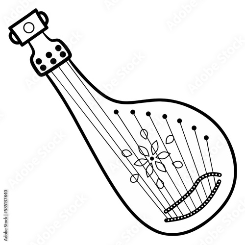 bandura, Ukrainian folk instrument. Line art