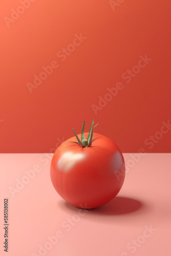 Fresh red tomato organic vegetable isolated on background, summer farm design element. Generative AI