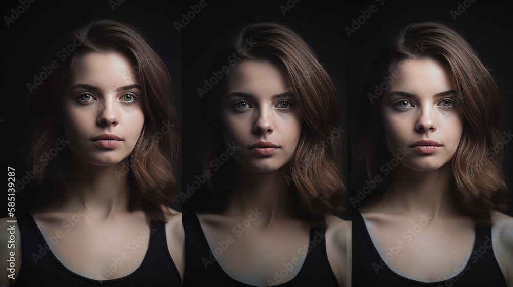Artificial female faces with slight differences - made with Generative AI Artificial female faces with slight differences - made with Generative AI