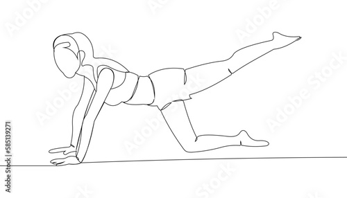 continuous line drawing of a woman doing sports