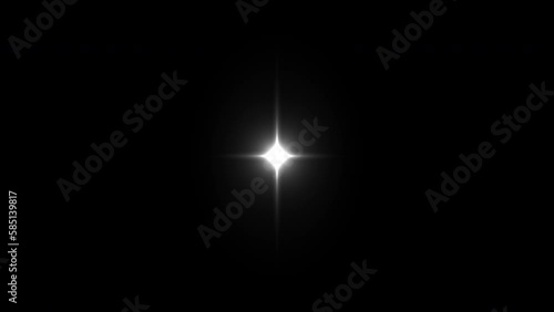 Star twinkling, blinking light effect on transparent background with alpha channel. Animation of seamless loop. photo
