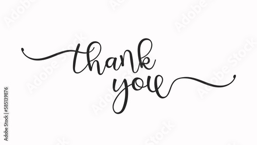 Thank you, text writing. handwritten style animation template on Transparent Background