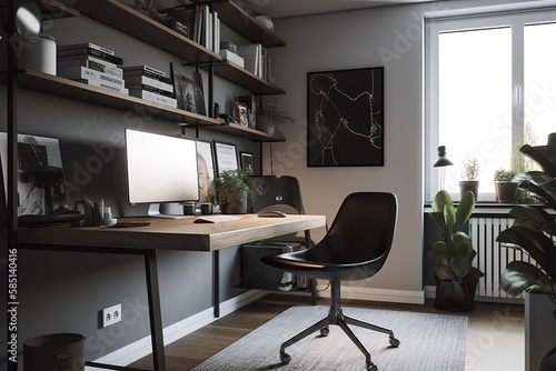Home Office  Capture a set of images that showcase a productive  inspiring home office. Generative AI