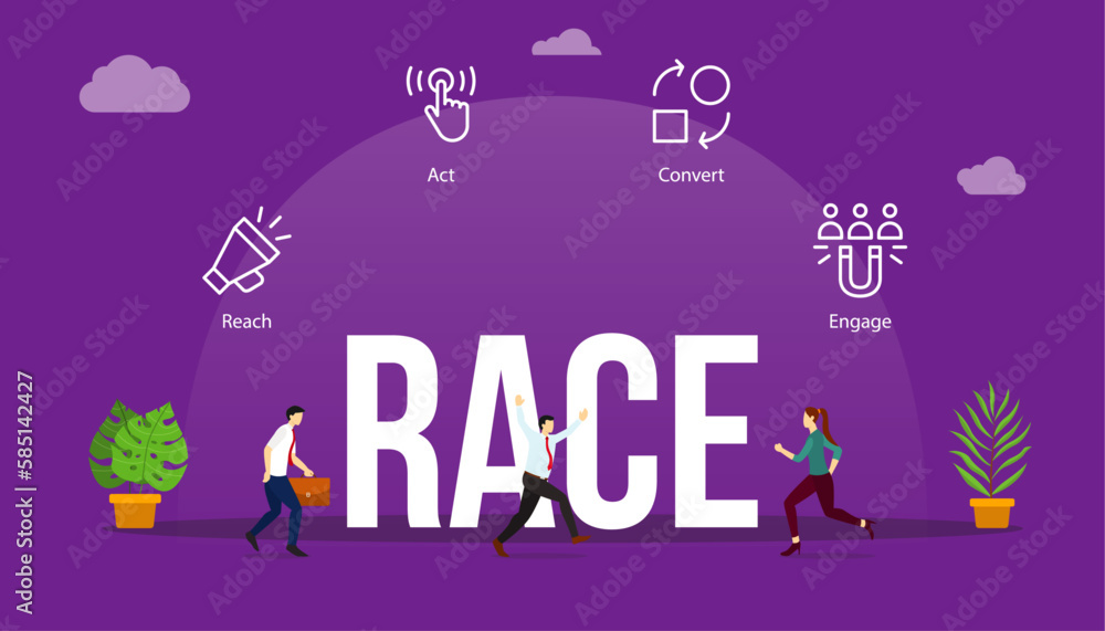 race business model concept with big word text and people with related icon race business model concept with big word text and people with related icon
