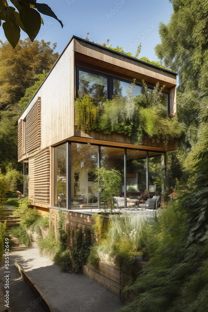 Modern house architecture, sustainable environment.. generative AI