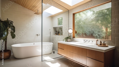 Mid century modern style bathroom with wood modern twist mcm ideas interior design trending