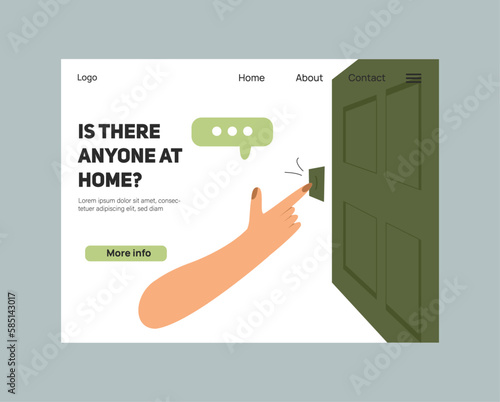 Landing page design with hand knock in the door