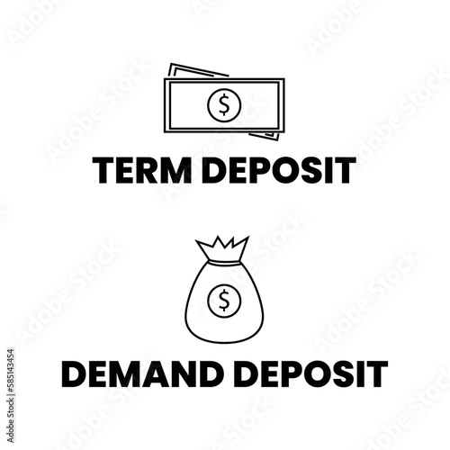Term Deposit Demand Deposit Finance Icon Label Sign Design Vector
