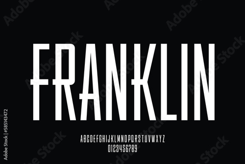 Versatile condensed style display font vector illustration