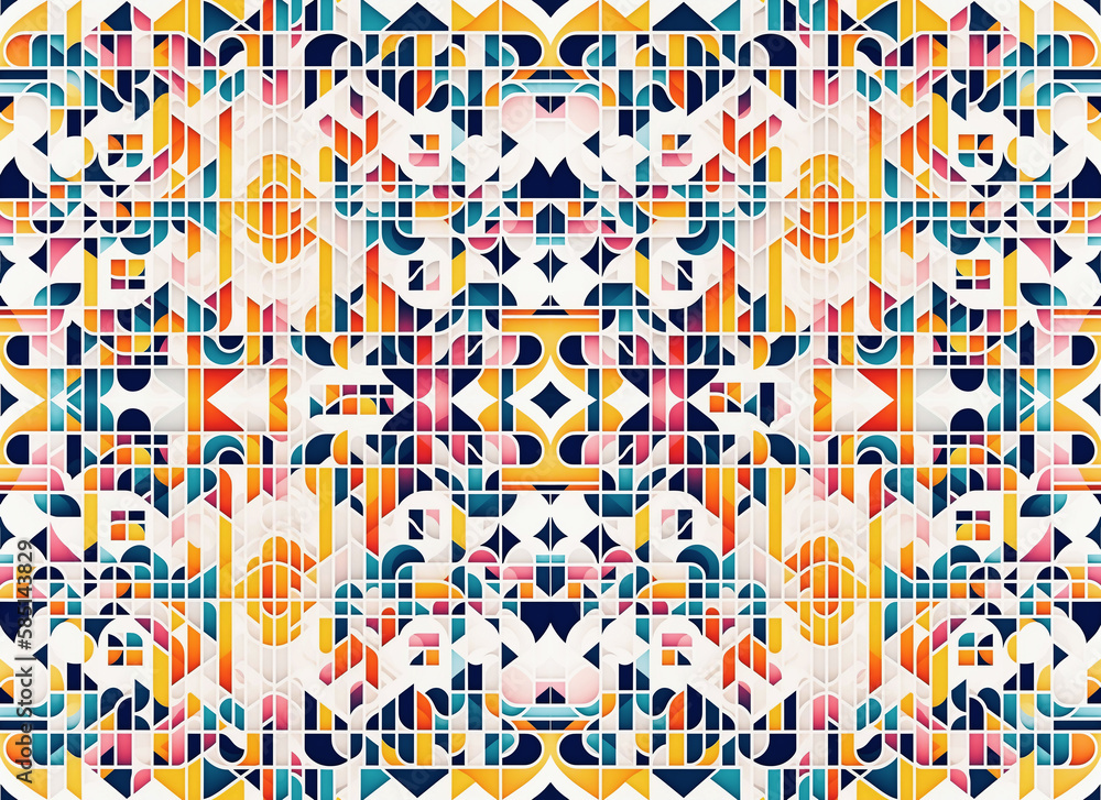 Fototapeta premium Abstract rapport background Groovy 70's style. Retro psychedelic Pattern background whit lines and shapes abstract. Generative AI