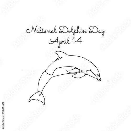 single line art of national dolphin day good for national dolphin day celebrate. line art. illustration.