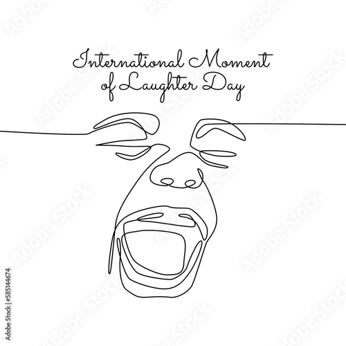 single line art of international moment of laughter day good for international moment of laughter day celebrate. line art. illustration.