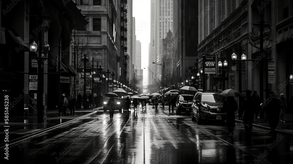 Naklejka premium photo of a street canyon in black and white - made with Generative AI