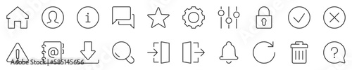 User interface thin line icon set 1 of 4. Symbol collection in transparent background. Editable vector stroke. 512x512 Pixel Perfect.